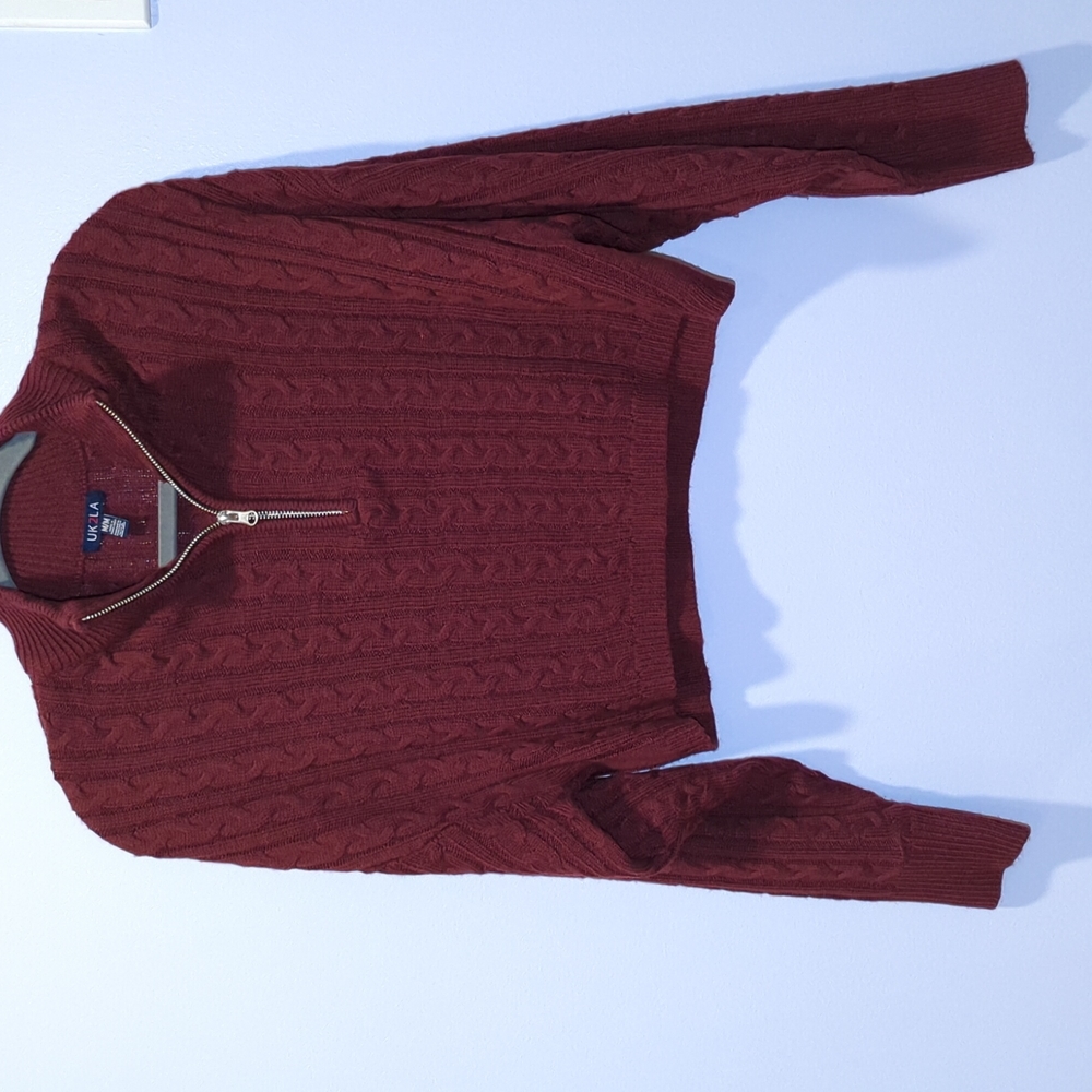 Knit half zip cropped sweater